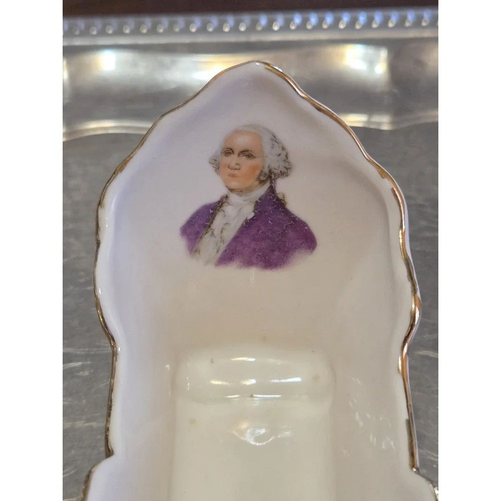 Mount Vernon floral porcelain trinket box, Shaped Like Baby Cradle